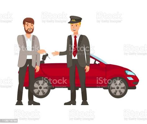 Driver And Passenger Flat Vector Illustration Stock Illustration