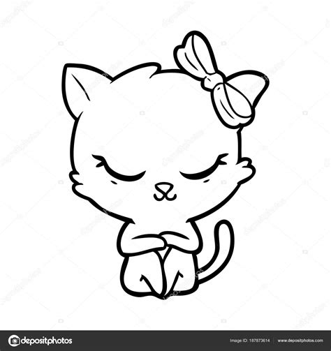 Cute Cartoon Cat Bow Stock Vector Image By Lineartestpilot