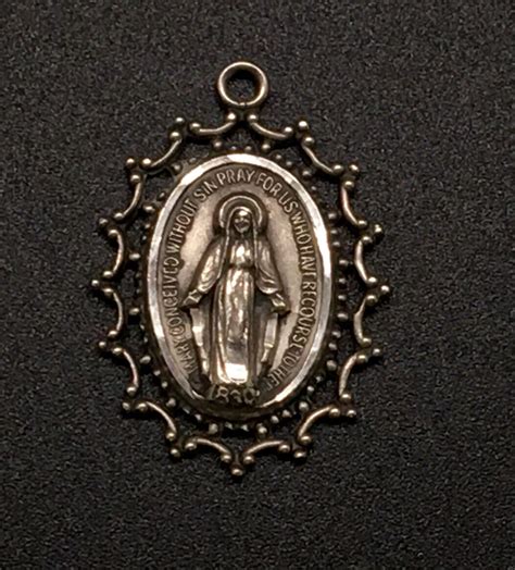 Vtg Sterling Silver Creed Mary Conceive Without Sin Catholic Medal Pendant Ebay