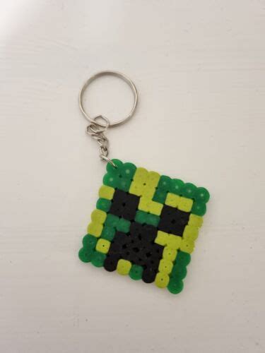 Minecraft Creeper Keyring Keychain Perler Bead Pixel Art Collectable
