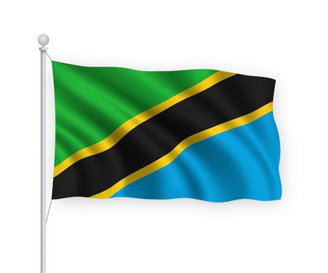 Premium Vector Waving Flag Tanzania On Flagpole Isolated On White