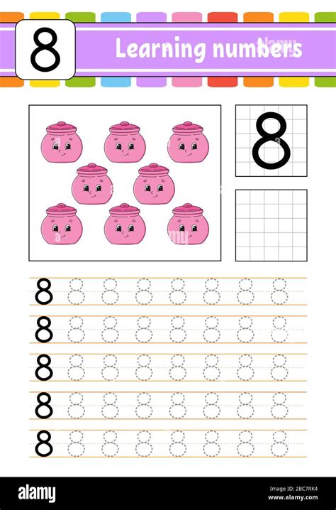 Number 8 Trace And Write Handwriting Practice Learning Numbers For