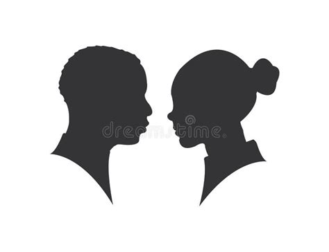 Man And Woman Silhouette Face To Face Isolated On White Background