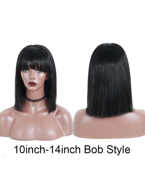 Msbuy Straight 360 Lace Frontal Wig With Bangs Pre Plucked With Baby