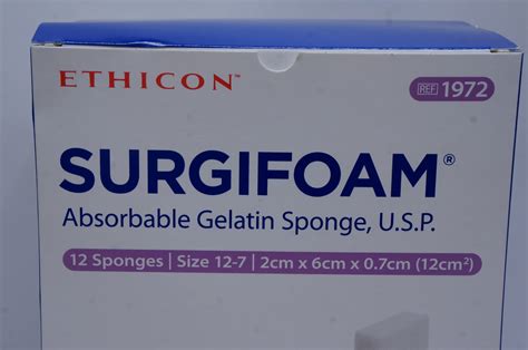 Ethicon 1972 Suroam Absorbable Gelatin Sponge Usp Size 12 7 Box