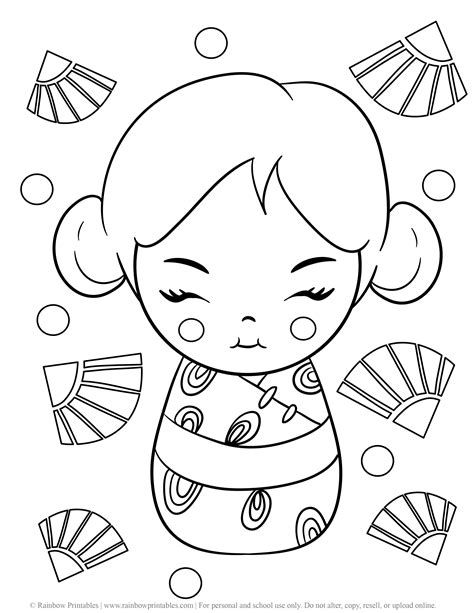Japanese Dolls Coloring Pages