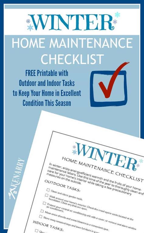 Winter Home Maintenance Checklist Free Printable