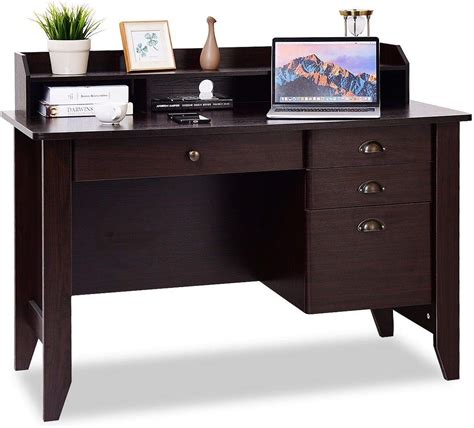 Pemberly Row Vintage Home Office Executive Desk With Large