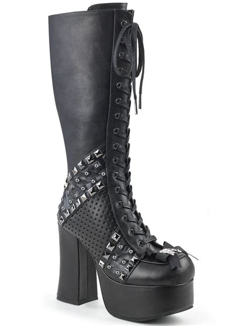 demonia charade 150 gothic knee high platform boot attitude clothing
