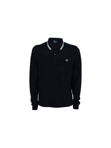 Fred Perry Long Sleeve Polo In Black Northern Threads