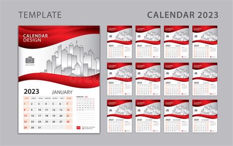 Calendar 2023 Vector Template Simple Minimal Design Yearly Calendar