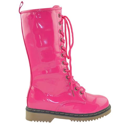 Lace Up Pink Combat Boots Online Boots