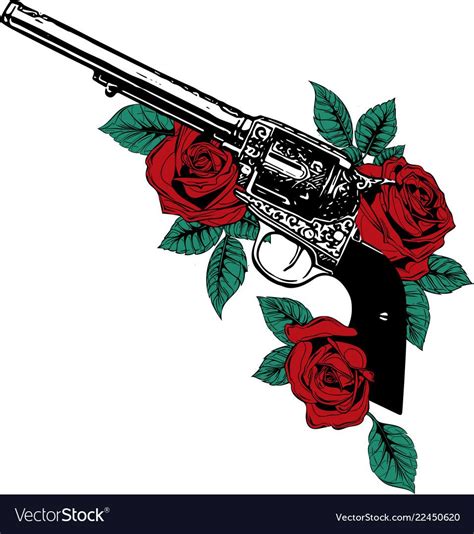 Guns On The Flower And Vector Image On Vectorstock Flower Tattoo Arm
