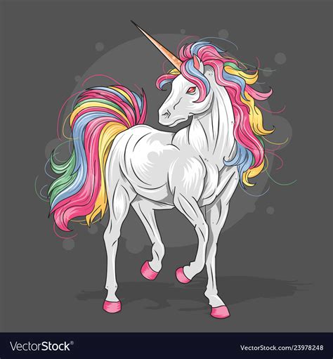 Unicorn Full Color Rainbow Royalty Free Vector Image