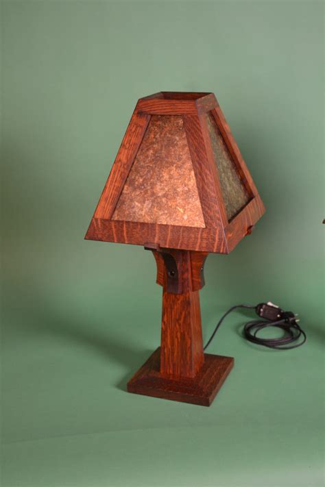Mission Oak Arts And Crafts Mica Table Lamp Etsy