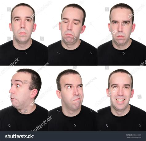 Man Showing Off Multiple Emotions Expressions Stock Photo 125633369