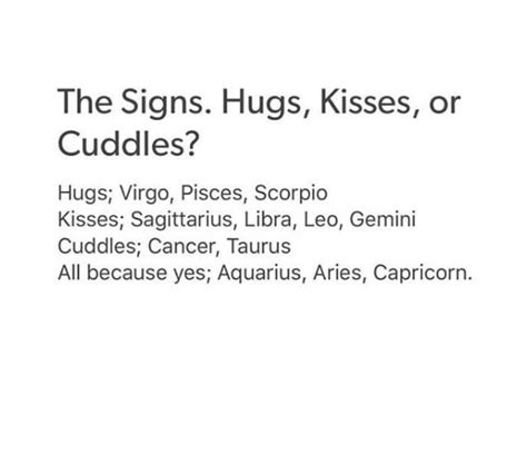 The Signs Hugs Kisses Or Cuddles Sagittarius Aquarius Sun Sign Cuddling Zodiac Signs