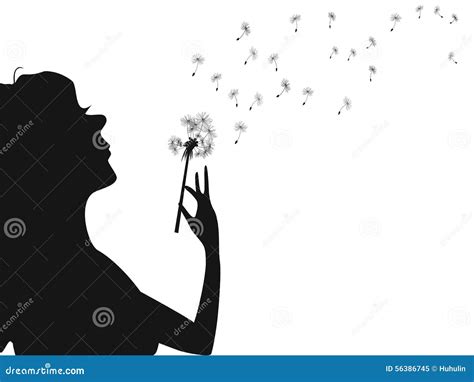 Woman Blowing Dandelion Stock Vector Illustration Of Background 56386745