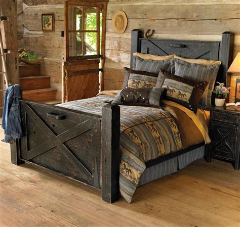 Black Barnwood Bed Mountain Lodge Furnishings Rustic Bedroom