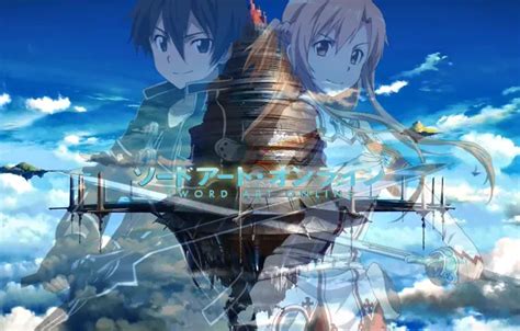 Wallpaper The Sky Clouds Flying Island Yuuki Asuna Sword Art Online