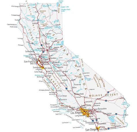 California Map With All Cities Big Bus Tour Map