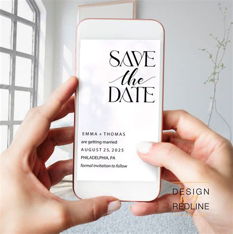 Electronic Save The Date Template Minimalist Save The Date Boho
