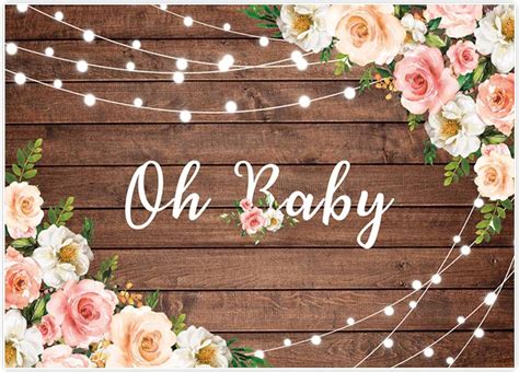 Allenjoy 7x5ft Rustic Baby Shower Backdrop Pink Flowers