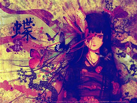 Free Download Hd Wallpaper Flowers Blood Leaves Jigoku Shoujo Long