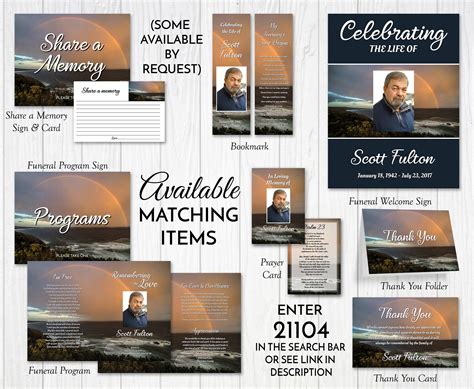Ocean Rainbow Funeral Program Template Obituary/order of | Etsy