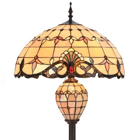 Bieye L10803 Baroque Tiffany Style Stained Glass Floor Lamp Lighted Base 20 Inches Wide