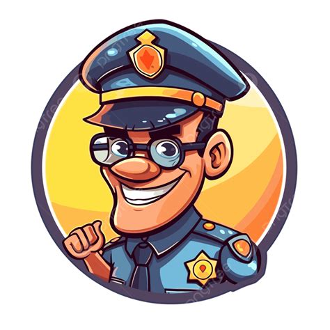 Lencana Polisi Clipart Karakter Kartun Petugas Polisi Dengan Senyum
