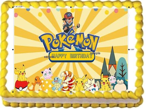 Pokemon Image Happy Birthday Edible Topper Edible Cake Etsy
