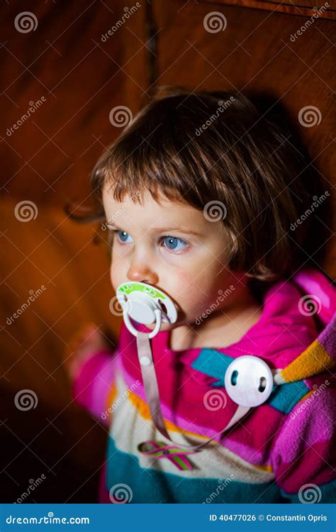 Cute Girl With Pacifier Stock Photo Image Of Small Relaxed 40477026