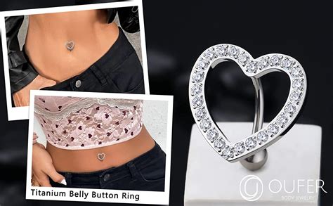 14g Implant Grade Titanium Heart Cz Belly Button Ringsnavel Jewelry