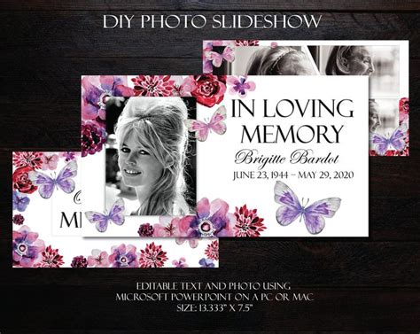 Diy Memorial Photo Slideshow Powerpoint Watercolor Magenta Violet