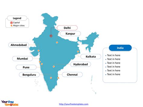 India Editable Map Of Outline Labeled With Cities India Map Map