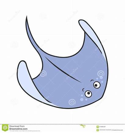Stingray Cartoon Illustration Character Vector Marine Animal