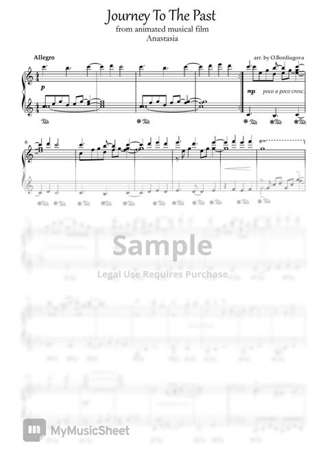 Anastasia Film Journey To The Past Solo Piano Arrangement Sheets By