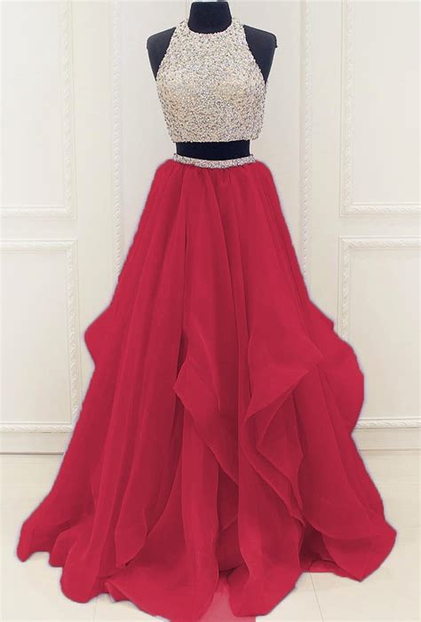 Popular Two Pieces Beaded Organza Prom Dress On Luulla