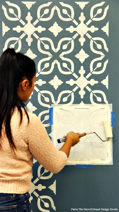 How To Stencil A Wall With Just Paint Diy Tutorial Wall Painting