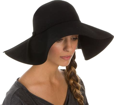 Sakkas Eh Eh Womens Wool Wide Brim Foldable Floppy Hat Black