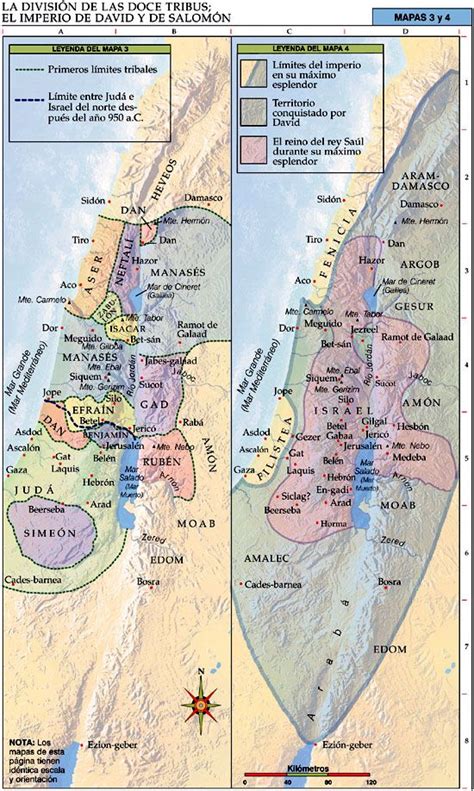 Mapas Bíblicos La División De Las Doce Tribus El Imperio De David Y