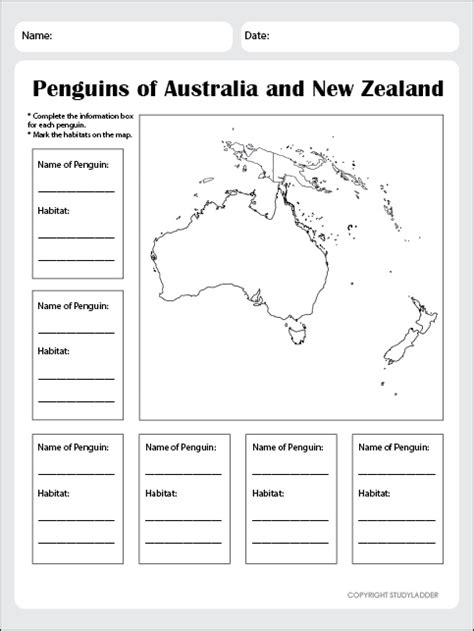 Australia And New Zealand Worksheet - Penguin Habitats of Australia and New Zealand Worksheet - Studyladder