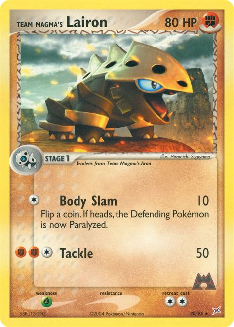 Pokémon EX Team Magma Vs Team Aqua Card Team Magmas Lairon Standard Arcade Game Cards