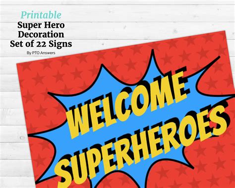 Super Hero Sign Set Printable Superhero Poster Wall Etsy