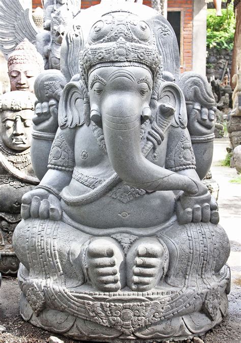 ャガネーシ Seated Base Hindu God Stone Ganesha Statue L 20220930000450