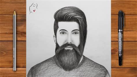 How To Draw A Boy With Beautiful Long Beard Drawing Boy A Boy