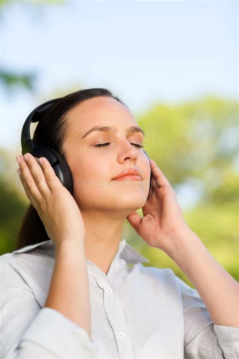 Beautiful Woman Listening To Music Stock Image Image Of Light