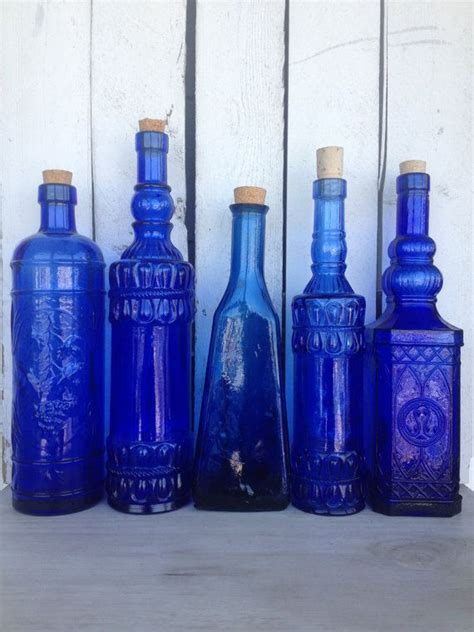 Vintage Cobalt Blue Glass Bottles Blue Supply Bottles Blue Bottles Supply Bottles With Corks