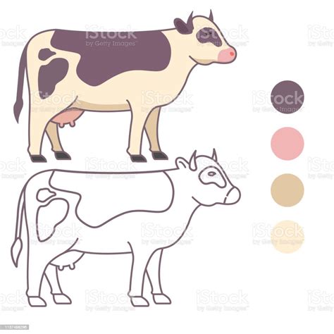 Livre De Coloriage Pour Les Enfants Ferme Danimaux De Vache Vecteurs